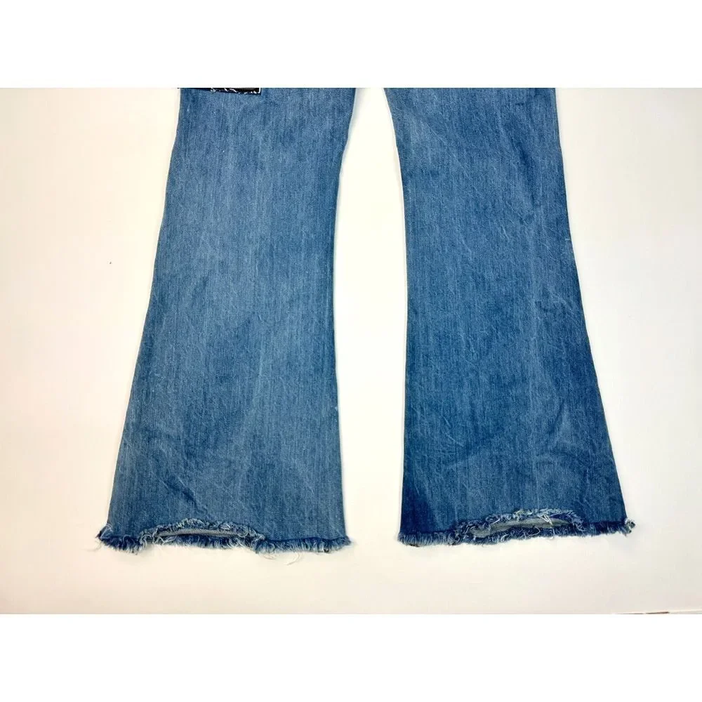 BDG Urban‎ Outfitters High Rise Flare Jeans Women 26 Art Patch Boho Hippie 70s